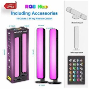 Set 2 bare LED ambientale, RGB, smart pentru tv si pc, telecomanda inclusa, efecte muzica, iluminare decorativa, abs, montaj vertical sau orizontal, 4.1 x 3.5 x 24.8 cm imagine