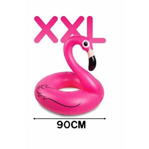 Colac gonflabil flamingo roz, pentru adulti si copii, material pvc, 90 cm imagine