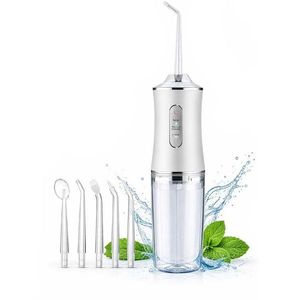 Irigator oral dus bucal fara fir, cu 5 capete interschimbabile, 3 moduri de functionare, cablu incarcare USB, Alb imagine