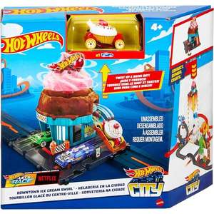 Set de joaca cu masinuta, Hot Wheels, Downtown Ice Cream Swirl, HTN77 imagine