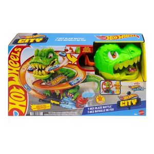 Set de joaca cu pista si masina, Hot Wheels, T-Rex Blaze Battle, JBM73 imagine