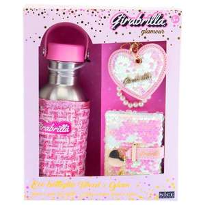 Set sticla de apa, cu husa tweed, breloc fashion si mini-jurnal cu paiete, Nice, Girabrilla imagine