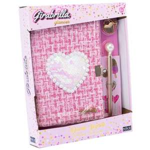 Jurnal cu coperta tweed, paiete si lacat, pix inclus, Nice, Glamour Girabrilla imagine