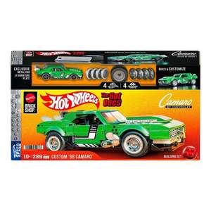 Set de constructie si masina metalica, Brick Shop, Hot Wheels, 68 Chevrolet Camaro, 289 piese, JFT16 imagine