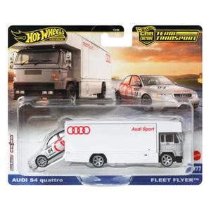 Transportator cu masinuta Hot Wheels, Audi S4 Quattro si Fleet Flyer, JBM30 imagine