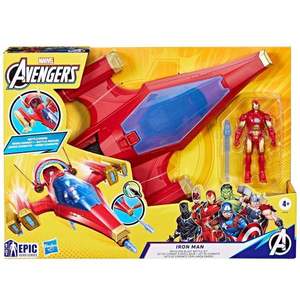 Figurina cu avion de lupta, Avengers, Iron Man, Repulsor Blast Battle Jet, 10 cm, F9329 imagine