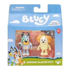 Set de joaca cu 2 figurine, Bluey, Surprise Blaster Suit, Bluey si Chucky imagine