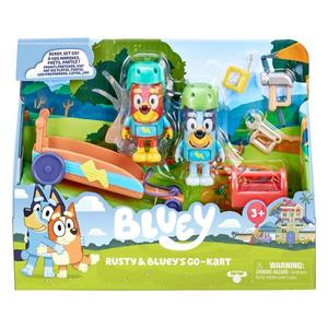 Set de joaca cu 2 figurine, Bluey, Bluey si Rusty Go-Kart imagine