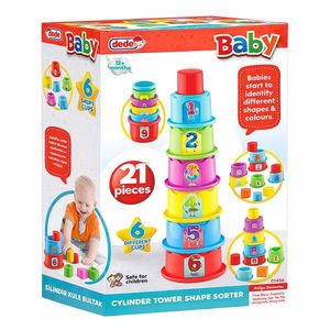Jucarie de sortare forme, Dede, Turn Cilindric, 12 piese imagine