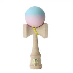 Jucarie de indemanare, din lemn, Ozora, Kendama, Roz-Bleu, 18 cm imagine