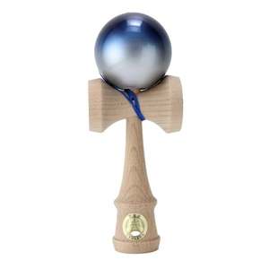 Jucarie de indemanare, din lemn, Ozora, Kendama, Albastru-Argintiu, 18 cm imagine
