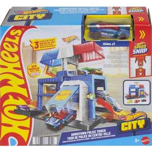 Set de joaca cu masinuta, Hot Wheels, Downtown, Police Tower, JHL74 imagine