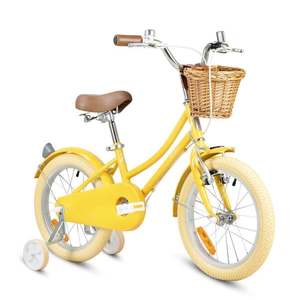 Bicicleta cu roti ajutatoare si cos, Rizz Jr, 16 inch, Yellow imagine