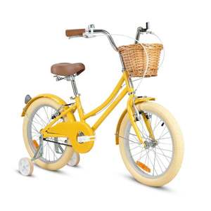 Bicicleta cu roti ajutatoare si cos, Rizz Jr, 20 inch, Yellow imagine
