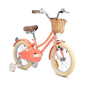 Bicicleta cu roti ajutatoare si cos, Rizz Jr, 16 inch, Peach imagine