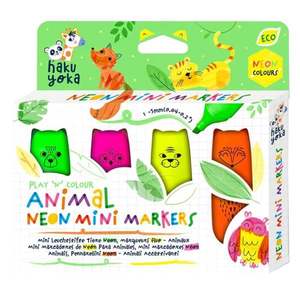 Set 4 mini markere neon, Avenir, Animale imagine