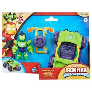 Set figurina cu vehicul, Marvel, Iron Man And His Awesome Friends, Iron Hulk Racer, G1472 imagine