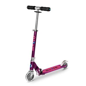 Trotineta pliabila cu 2 roti si lumini LED, Micro, Sprite, Purple Stripe imagine