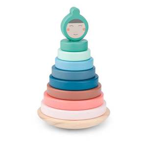 Turn de stivuire cu inele din lemn, BS Toys imagine