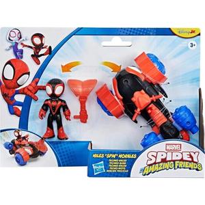 Figurina cu vehicul, Spidey and his Amazing Friends, Miles Spin Morales Techno-Racer, G2460 imagine