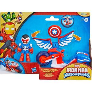 Set figurina cu vehicul, Marvel, Iron Man And His Awesome Friends, Captain America Super Bike, G2691 imagine