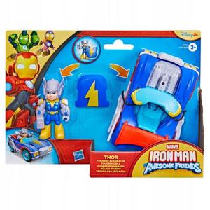 Set figurina cu vehicul, Marvel, Iron Man And His Awesome Friends, Thor Thunder Roadracer, G2692 imagine