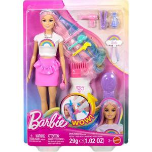Papusa cu accesorii pentru par, Barbie, Rainbow Sparkle Hair, JJP07 imagine