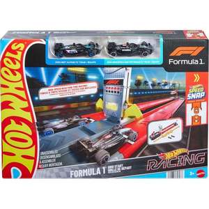 Set pista de curse si 2 masinute, Hot Wheels, Racing Formula 1 Grid, 1: 64, JKM88 imagine