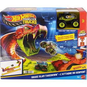 Set de joaca cu masinuta, Hot Wheels, Monster Trucks, Snake Slam Takedown, JJN44 imagine