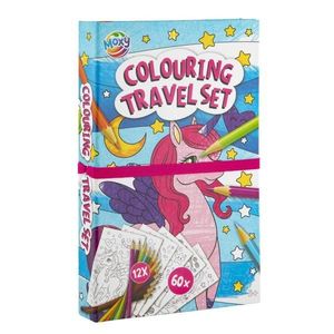 Set 2 carti de colorat cu 12 creioane colorate, Grafix, Colouring Travel imagine