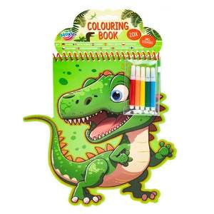 Carte de colorat cu 5 carioci si stickere, Grafix, Dinozaur, 20 de pagini imagine