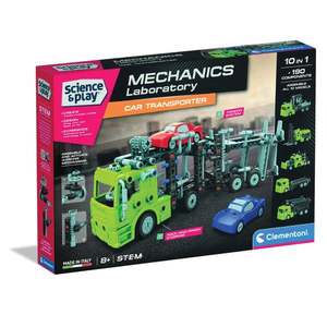 Kit de constructie, Clementoni, Science & Play, Camion cu remorca si masinute, 190 piese imagine