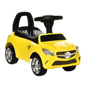 HOMCOM Vehicul de Joacă cu Volan Muzical și Faruri Strălucitoare, Galben, 63.5x28x36cm, pentru Copii 18-36 Luni | Aosom Romania imagine