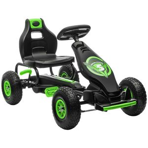 HOMCOM Kart cu Pedale pentru Copii 5-12 Ani cu Scaun Reglabil, din Metal și PP, 121x58x61 cm, Verde și Negru | Aosom Romania imagine