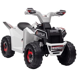 HOMCOM Quad electric pentru copii vehicul cu baterie 6V cu mers înainte și înapoi 70L x 41, 5l x 48, 5H cm Alb | Aosom Romania imagine