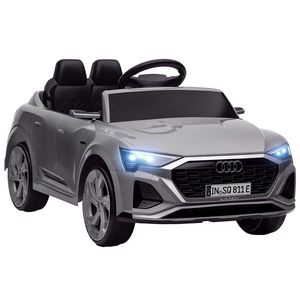 AIYAPLAY Mașină electrică pentru copii sub licență Audi Q8 e-tron Sportback 12V, telecomandă, faruri, muzică, claxon, 3-4 ani, Gri | Aosom Romania imagine