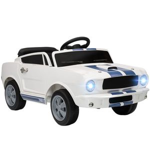 AIYAPLAY Mașină electrică 12V cu licență Ford Shelby GT 350 vehicul electric telecomandă telecomandă 2, 4G 3-6 ani alb | Aosom Romania imagine