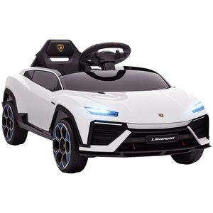 AIYAPLAY Mașină Electrică pentru Copii Licență Lamborghini cu Claxon și Telecomandă, 101.5x49x43 cm, Albă | Aosom Romania imagine