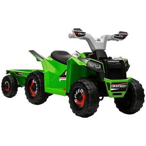 HOMCOM Quad pentru Copii, reincarcabil, 2, 5 km/h, cu Remorcă, 50 min. Durată de Conducere, pentru Copii între 1, 5 și 3 Ani, Verde | Aosom Romania imagine