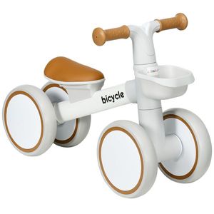 AIYAPLAY Bicicletă de echilibru pentru copii 4 roți șa reglabilă, ghidon ergonomic aliaj aluminiu, PP, copii 1-3 ani - Maro Alb | Aosom Romania imagine