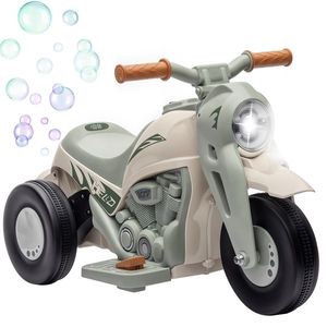 AIYAPLAY Moto electrică pentru copii 2-5 ani, 3 roți, 6 V, 3 km/h, cu funcție de bule, efecte luminoase și sonore, crem | Aosom Romania imagine