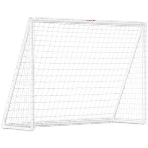 SPORTNOW Poartă de fotbal cu plasă stâlpi din PVC și țăruși pentru sol instalare rapidă 2, 4 x 1, 8 m alb | Aosom Romania imagine