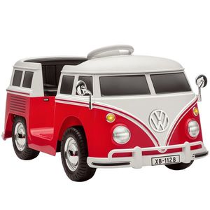 AIYAPLAY Mașinuță Electrică pentru Copii Licență Volkswagen T1 cu MP3 Player, din Metal și PP, 89x49x41.5 cm, Roșu | Aosom Romania imagine