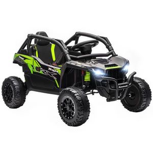 AIYAPLAY ATV Electric pentru Copii 3-5 Ani 12V cu Licență KAWASAKI, Dublu Motor, Telecomandă și Muzică, Negru | Aosom Romania imagine