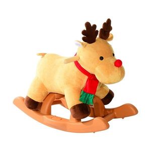 HomCom Renna a Dondolo in Peluches per Bambini, 61x29x45cm imagine