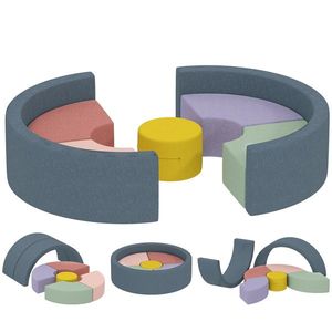 AIYAPLAY Traseu motricitate bebe modul motricitate bebe 7 piese cu husă lavabilă 107 x 107 x 30 cm multicolor | Aosom Romania imagine