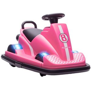 AIYAPLAY Autoscooter pentru copii, rotire 360°, volan, lumini LED, funcție muzică, 3-8 ani, Roz | Aosom Romania imagine