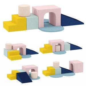 AIYAPLAY Set de 8 blocuri din spumă pentru copii cu huse din catifea lavabile pentru cățărat și târât multicolor | Aosom Romania imagine