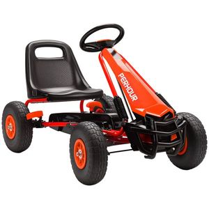 AIYAPLAY Gokart cu pedale pentru copii, scaun reglabil pe înălțime, roți EVA, frână, ambreiaj, 3-8 ani, Roșu | Aosom Romania imagine