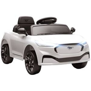 AIYAPLAY Mașină electrică pentru copii Ford Mustang Mach-E sub licență oficială 12 V telecomandă 2, 4 G 2 motoare 92x55x44cm alb | Aosom Romania imagine
